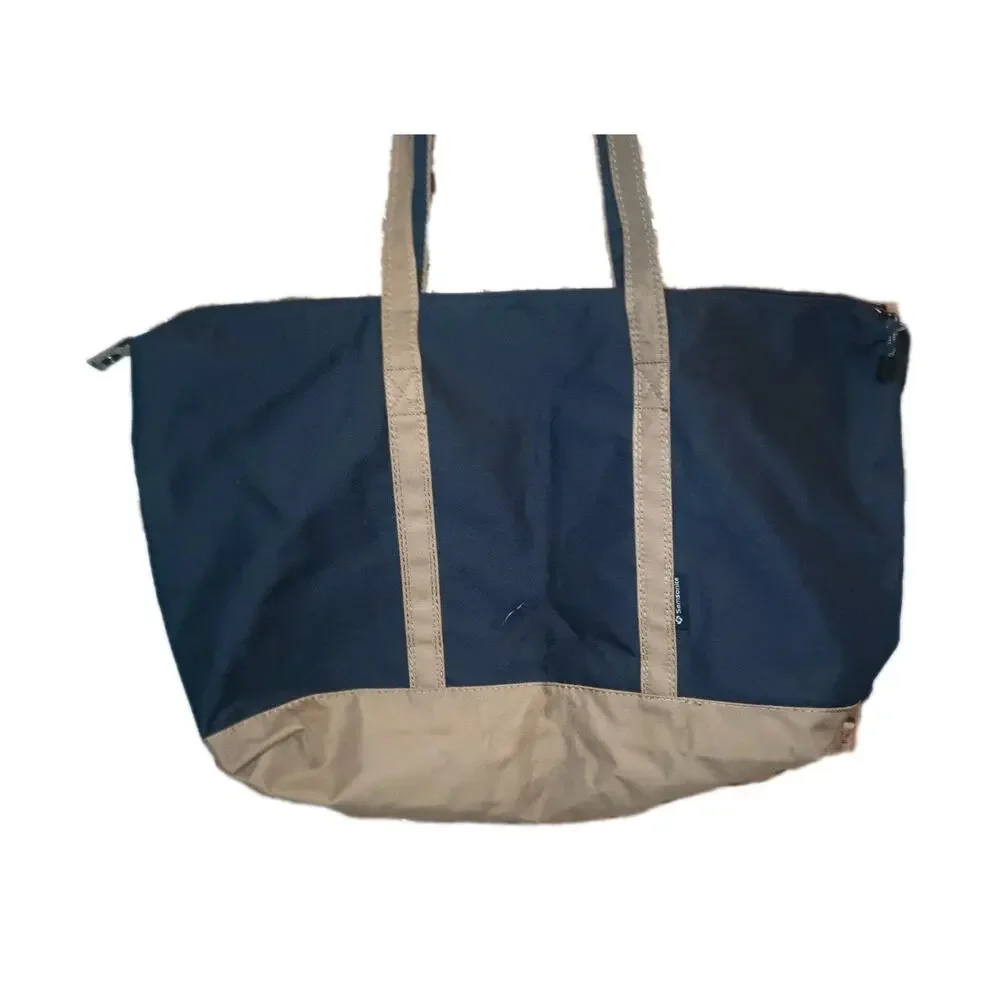 Samsonite Canvas Yacht Travel Tote Bag Weekender Foldable Beige Navy Large 24